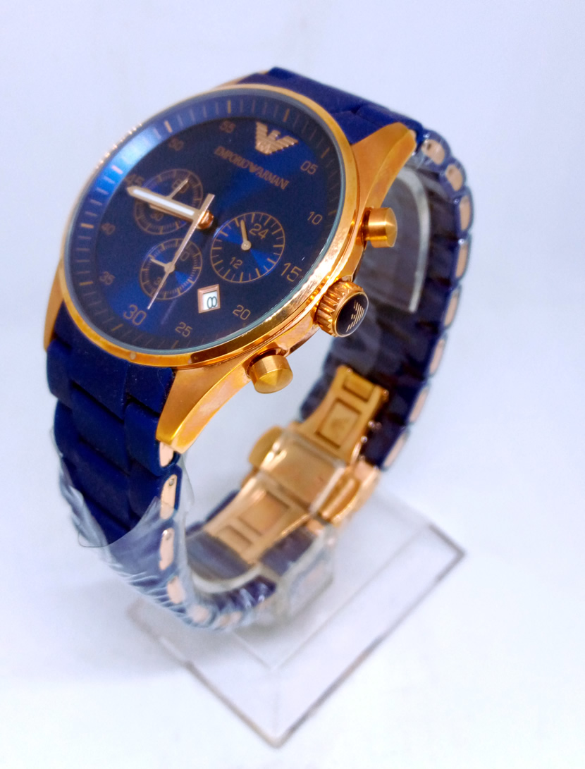 armani chronograph watch blue
